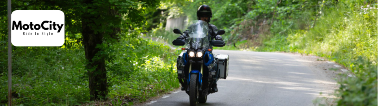 Rider on a touring motorcycle cruising near Daytona Beach, Florida, from MotoCity USA
